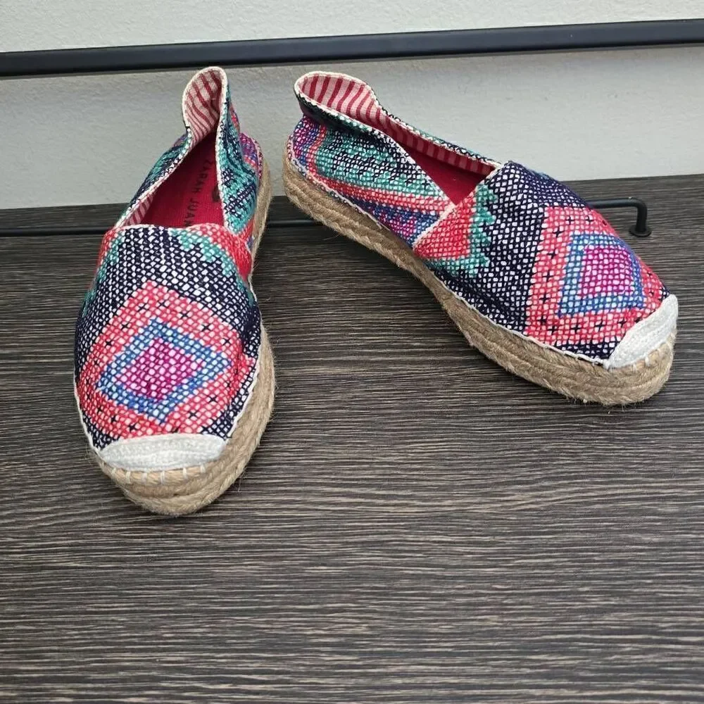 Zarah Juan espadrilles, multicolor, embroidered and crocheted touches,NEW, Sz. 6
